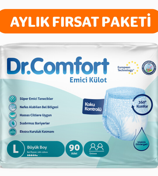 Dr.Comfort Yetişkin Emici Külot Large 30'lu 3 paket 90 adet