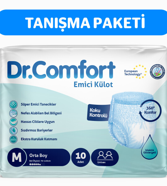 Dr.Comfort Yetişkin Emici Külot Medium 10'lu 1 paket 10 adet