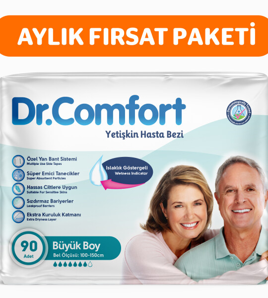 Dr.Comfort Yetişkin Bel Bağlamalı Hasta Bezi Large 30'lu 3 paket 90 adet