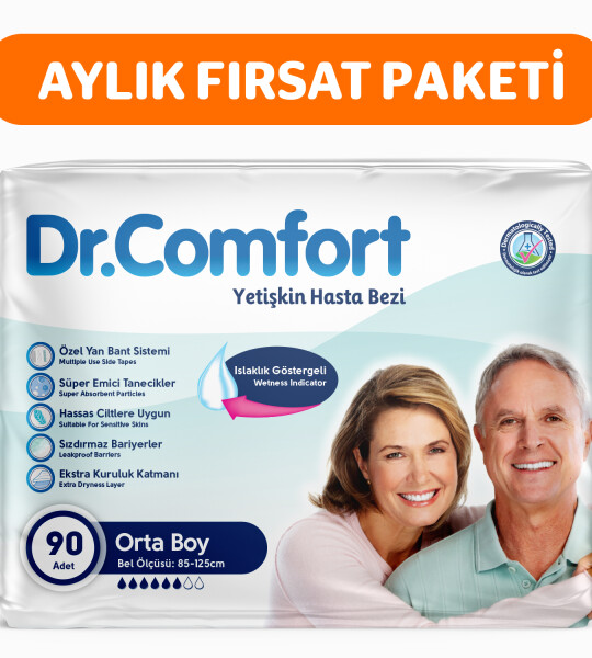 Dr.Comfort Yetişkin Bel Bağlamalı Hasta Bezi Medium 30'lu 3 paket 90 adet
