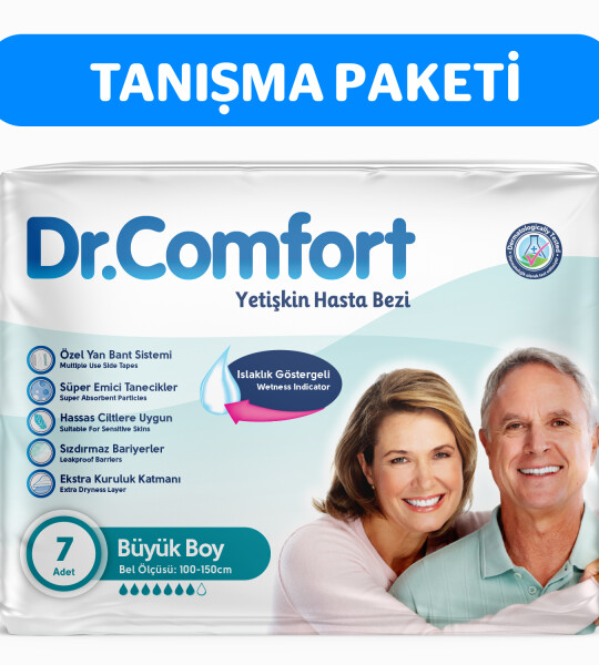 Dr.Comfort Yetişkin Bel Bağlamalı Hasta Bezi Large 7'li 1 paket 7 adet