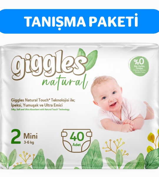 Giggles Natural 2 Numara Bebek Bezi Mini 1 Paket 40 Adet