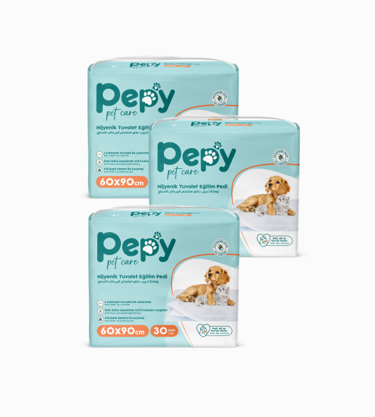 Pepy 60x90 Hijyenik Tuvalet Eğitim Pedi 30'lu 3 Paket 90 Adet