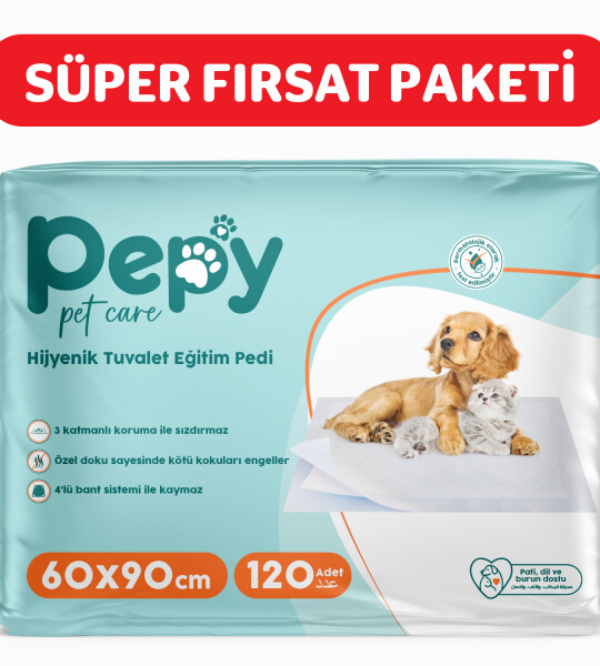 Pepy 60x90 Hijyenik Tuvalet Eğitim Pedi 30'lu 4 Paket 120 Adet