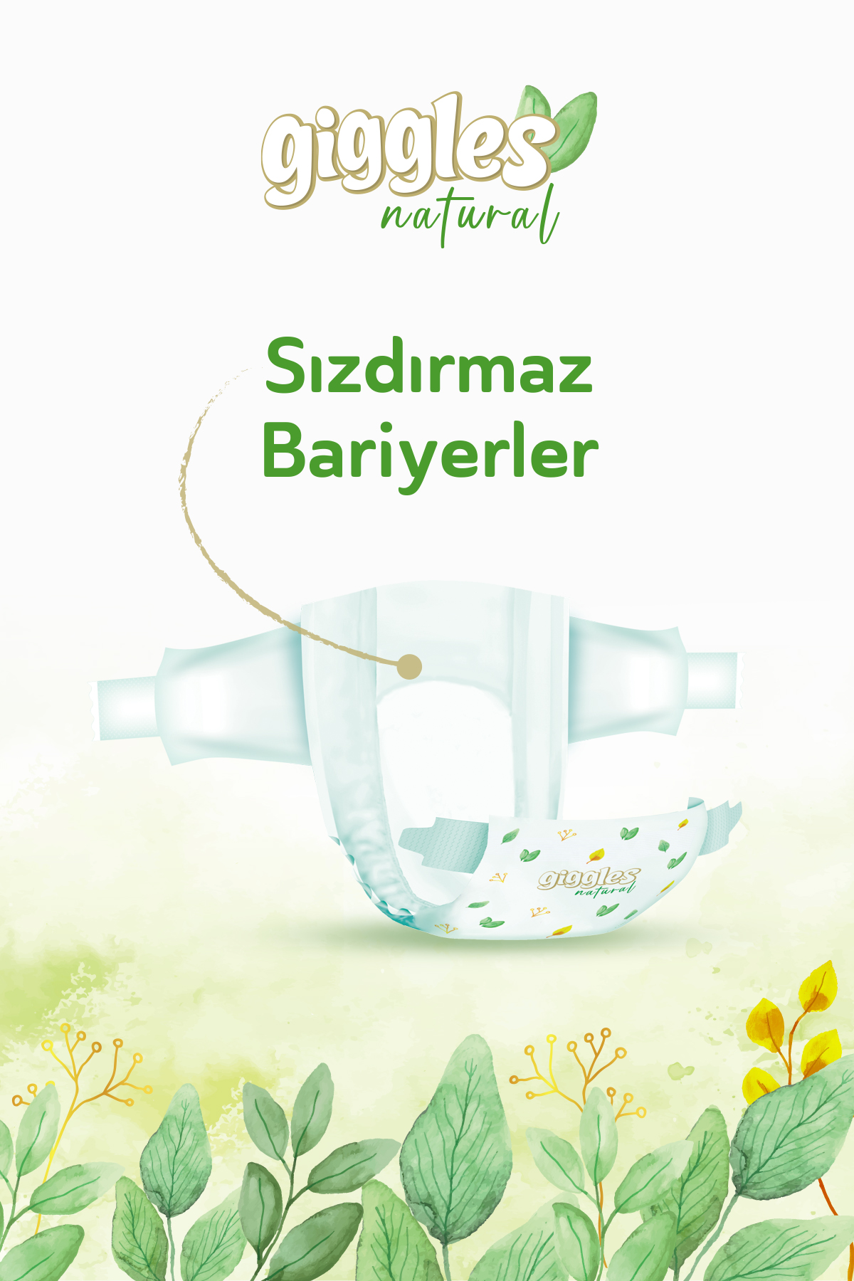 Giggles Natural Jumbo 7 Numara Pamuklu Bebek Bezi 52 Adet