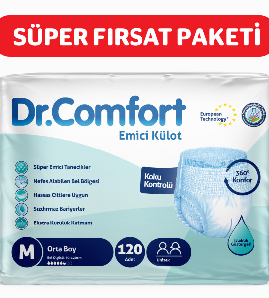 Dr.Comfort Yetişkin Emici Külot Medium 30'lu 4 paket 120 adet