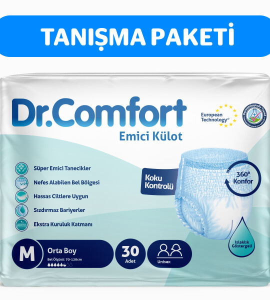 Dr.Comfort Yetişkin Emici Külot Medium 30'lu 1 paket 30 adet