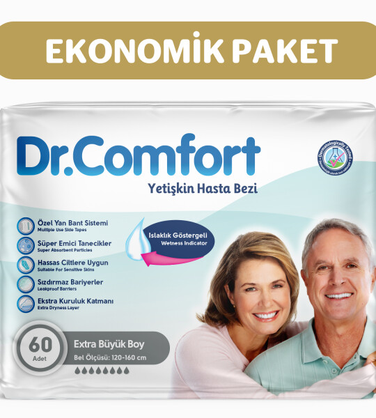 Dr.Comfort Yetişkin Bel Bağlamalı Hasta Bezi Ekstra Large 30'lu 2 paket 60 adet
