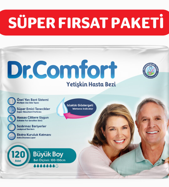 Dr.Comfort Yetişkin Bel Bağlamalı Hasta Bezi Large 30'lu 4 paket 120 adet