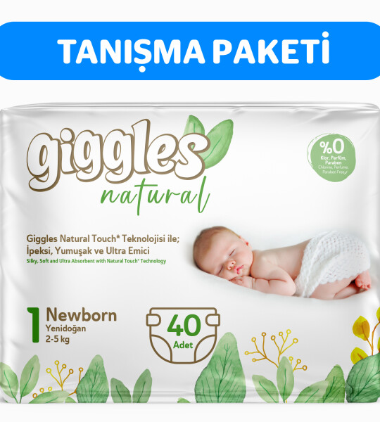 Giggles Natural 1 Numara Bebek Bezi Yenidoğan 1 Paket 40 Adet