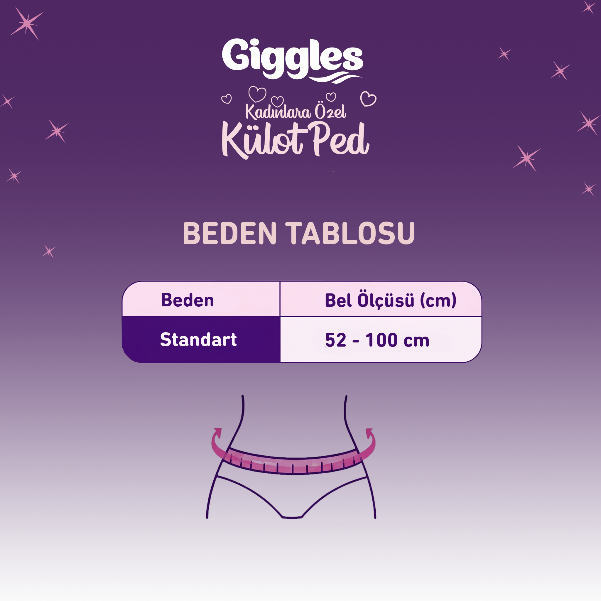 Giggles Külot Ped (Regl Gece Külodu) Bel Ölçüsü 52-100 cm Standart Beden 10 Paket 40 Adet