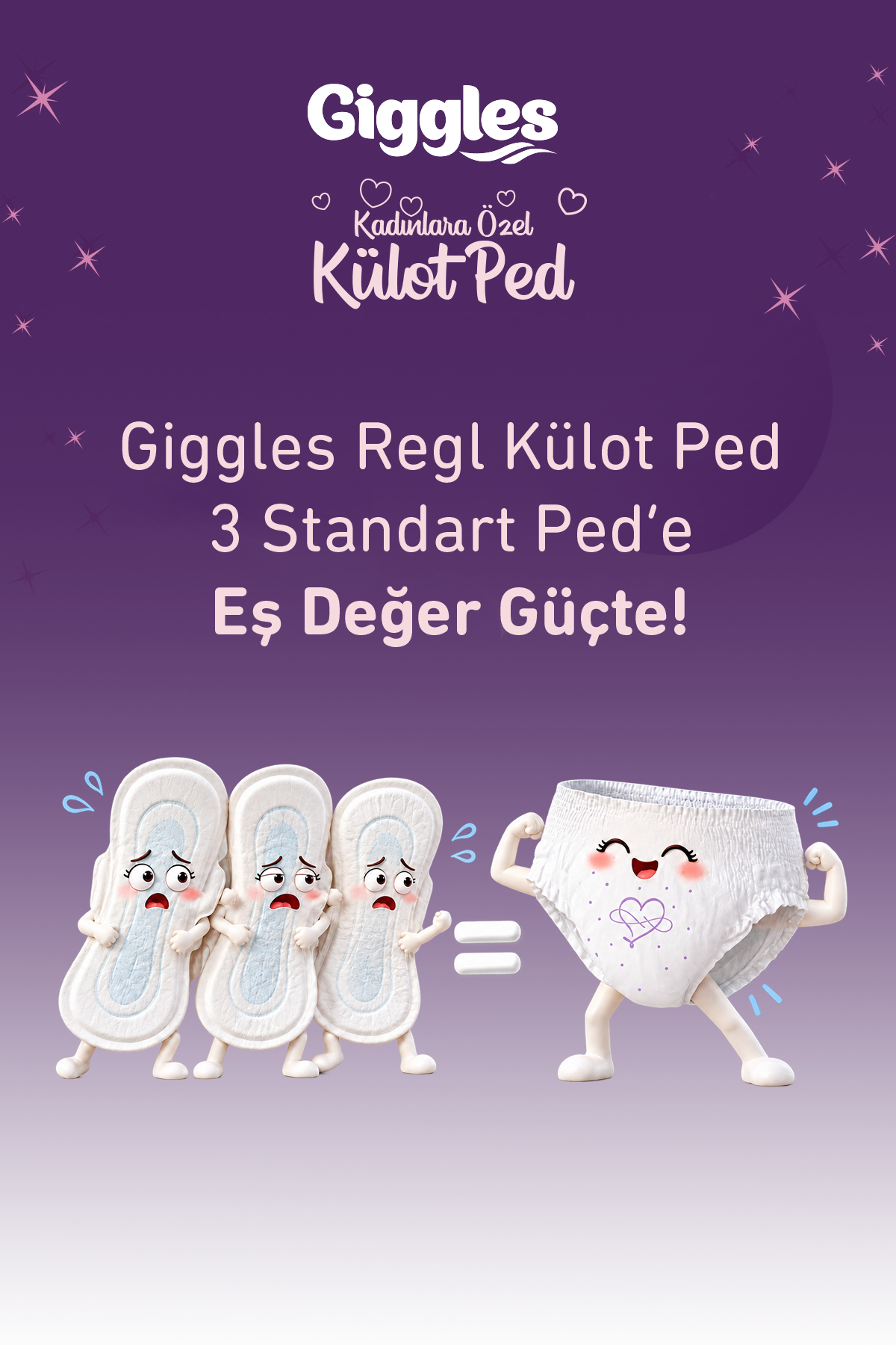 Giggles Külot Ped (Regl Gece Külodu) Bel Ölçüsü 52-100 cm Standart Beden 10 Paket 40 Adet