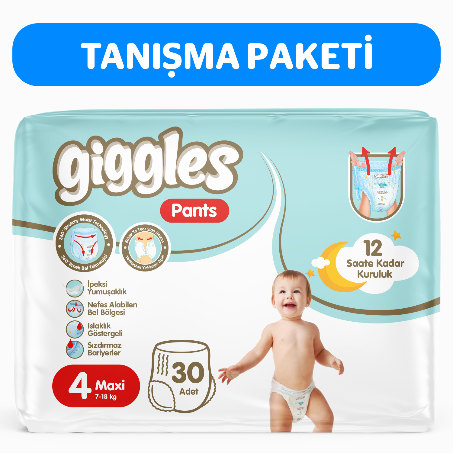 Giggles Pants Külotlu Bebek Bezi 4 Numara Maxi 30 Adet