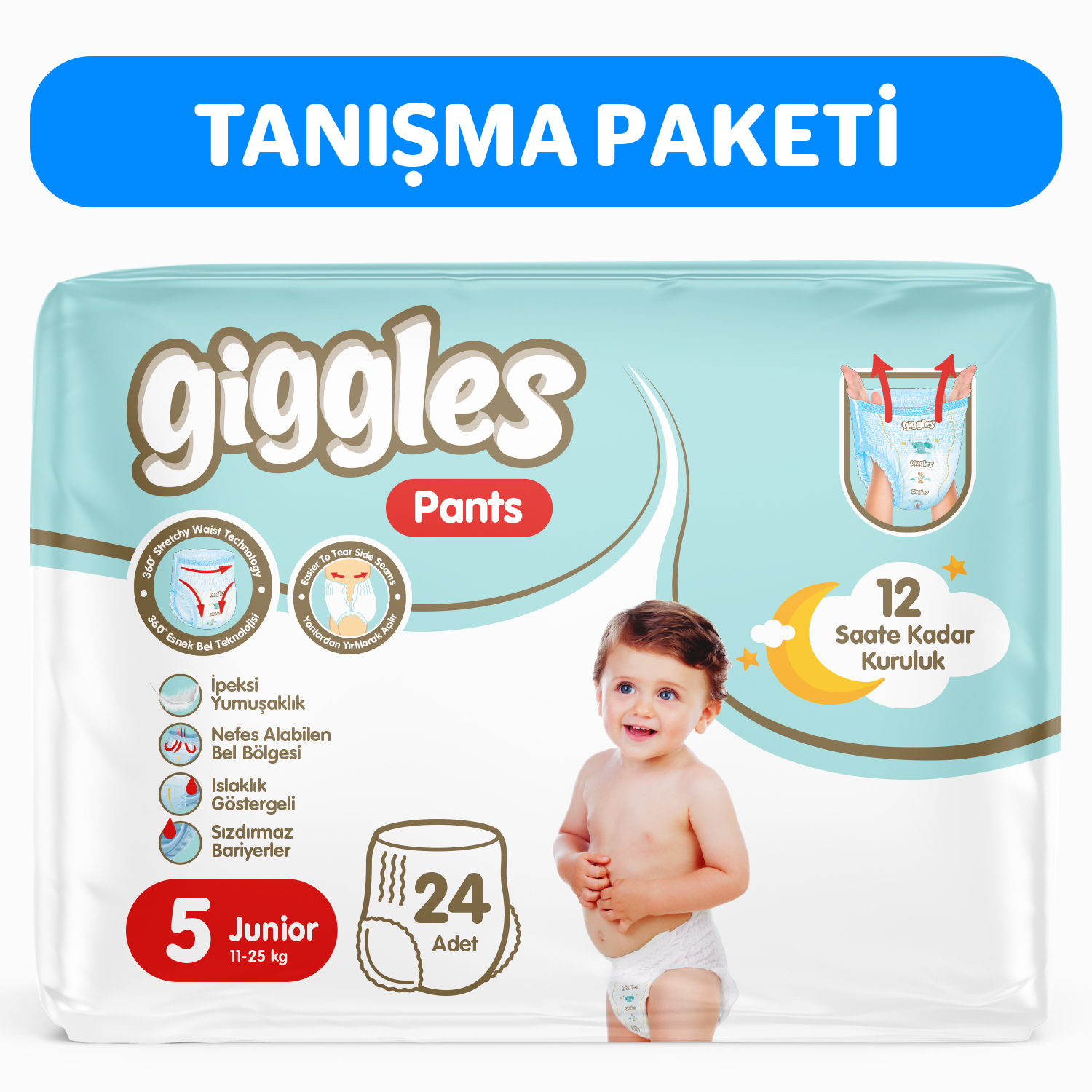 Giggles Pants Külotlu Bebek Bezi 5 Numara Junior 24 Adet