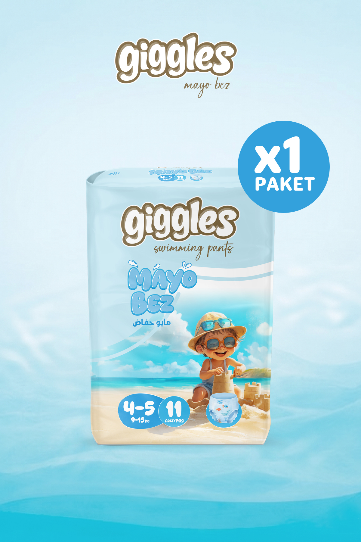 Giggles Külotlu Mayo Bebek Bezi Sıvı Geçirmez 4-5 Numara 9-15 Kg 1 Paket 11 Adet