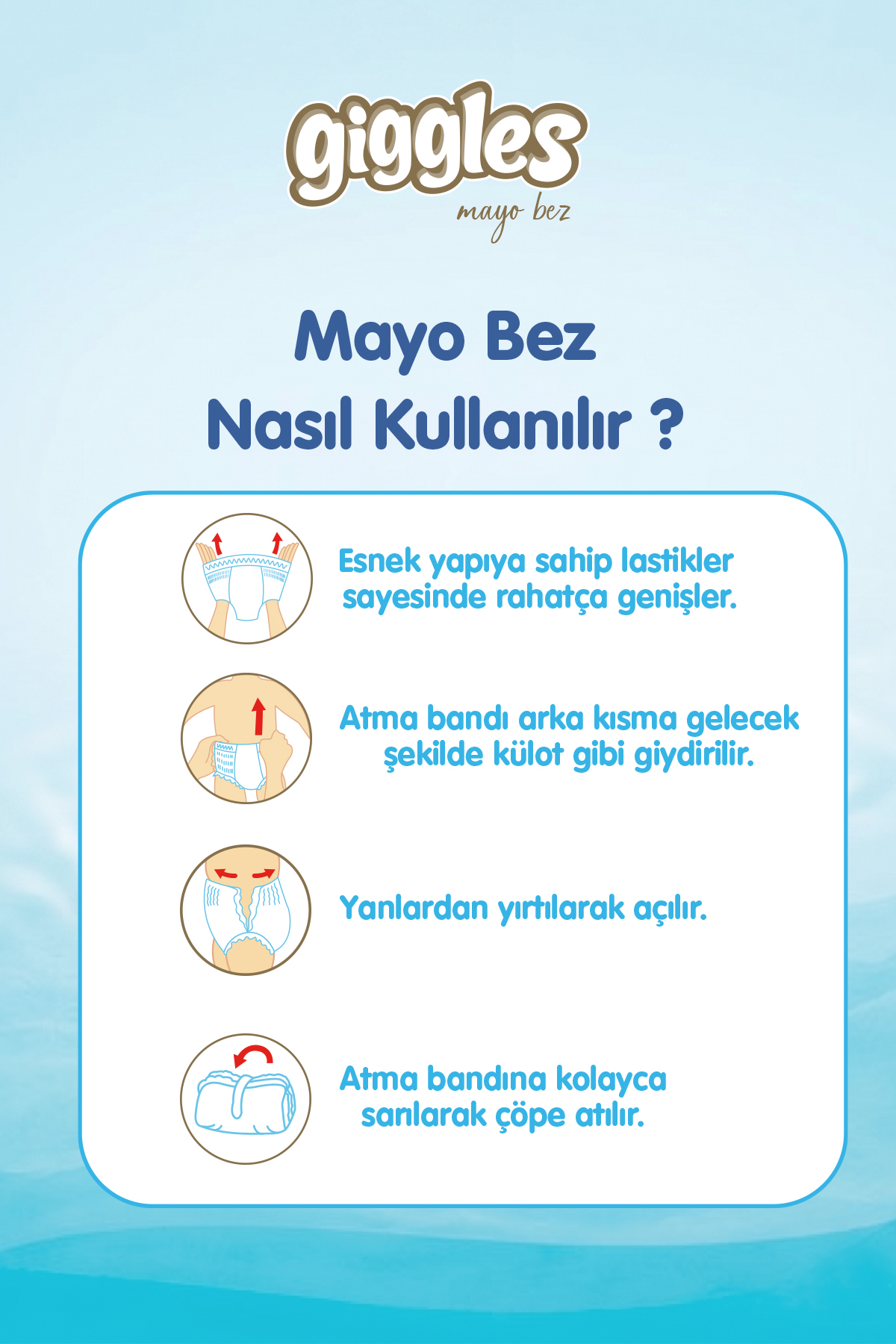 Giggles Külotlu Mayo Bebek Bezi Sıvı Geçirmez 4-5 Numara 9-15 Kg 2 Paket 22 Adet
