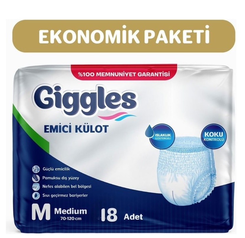 Giggles Yetişkin Emici Külot Medium 9'lu 2 Paket 18 Adet