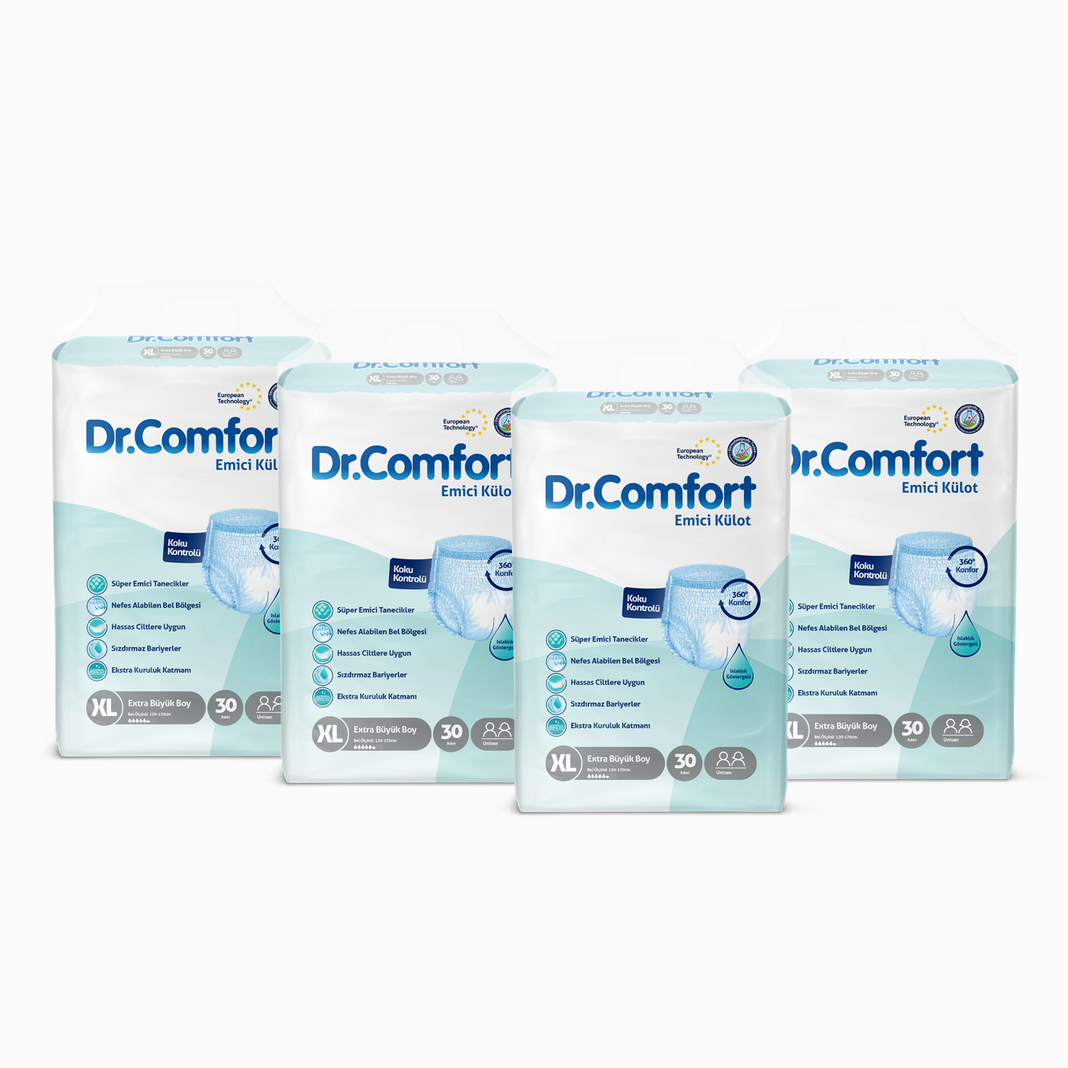 Dr.Comfort Yetişkin Emici Külot Ekstra Large 30'lu 4 paket 120 adet