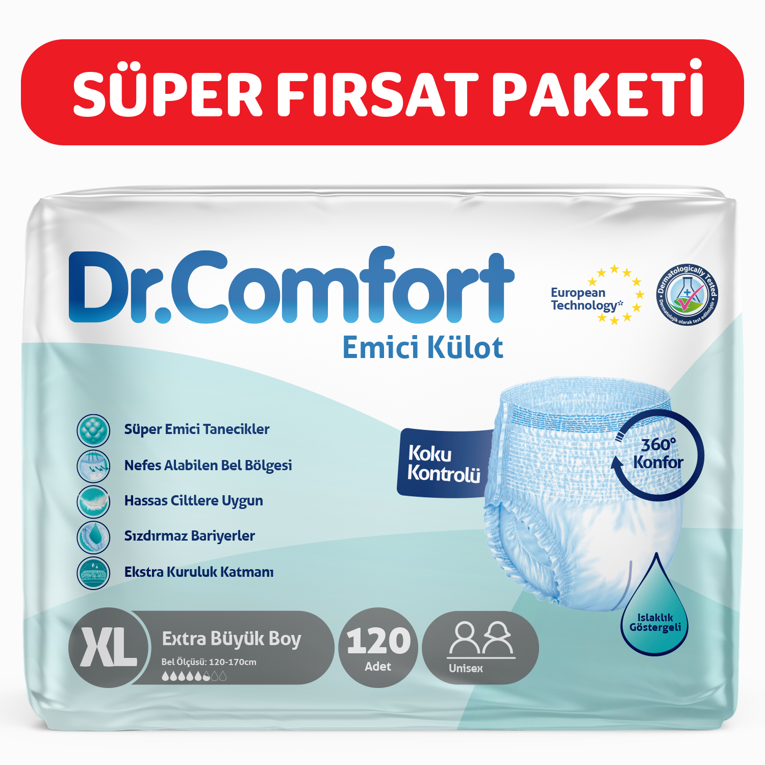 Dr.Comfort Yetişkin Emici Külot Ekstra Large 30'lu 4 paket 120 adet