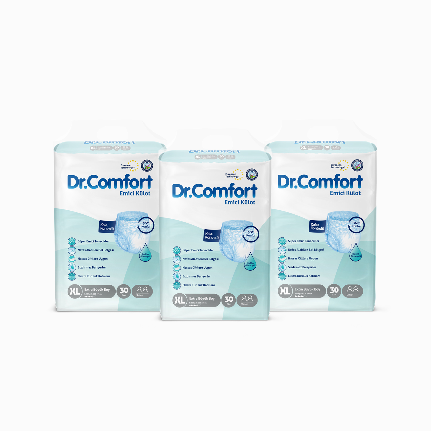 Dr.Comfort Yetişkin Emici Külot Ekstra Large 30'lu 3 paket 90 adet