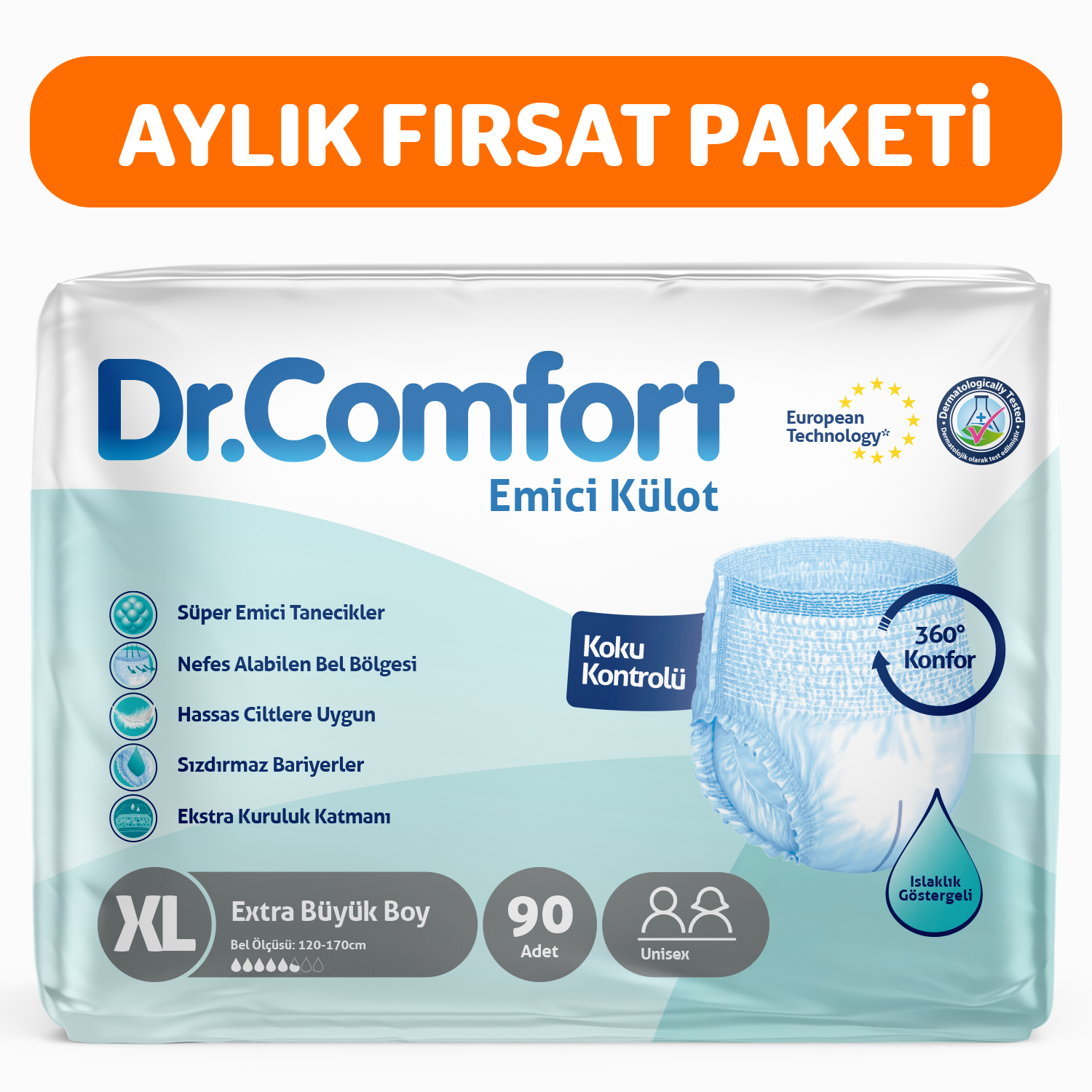 Dr.Comfort Yetişkin Emici Külot Ekstra Large 30'lu 3 paket 90 adet