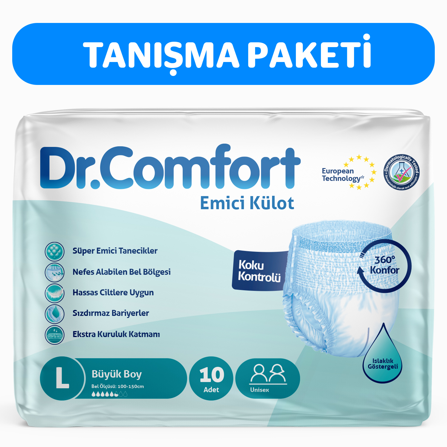 Dr.Comfort Yetişkin Emici Külot Large 10'lu 1 paket 10 adet