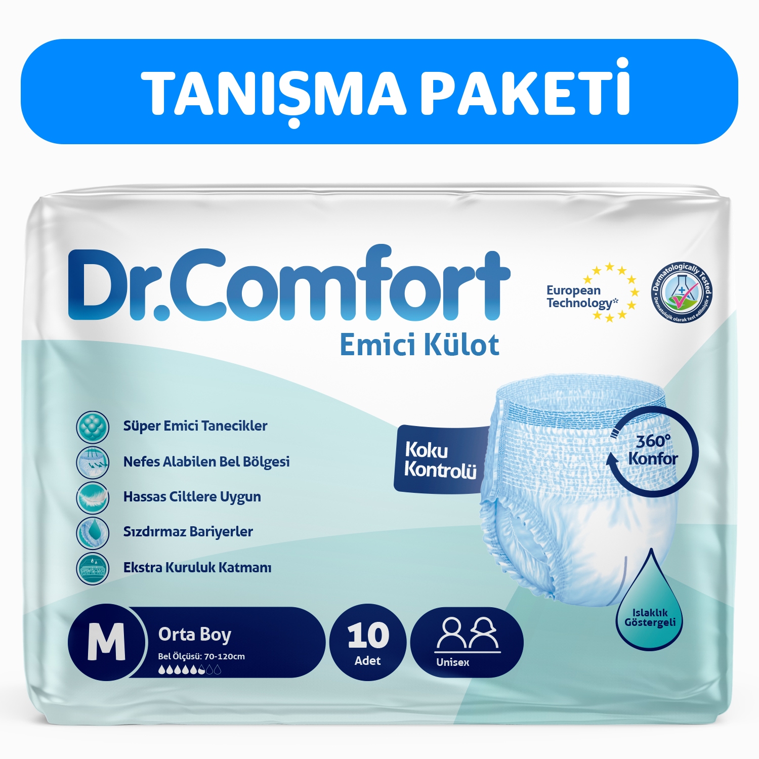 Dr.Comfort Yetişkin Emici Külot Medium 10'lu 1 paket 10 adet