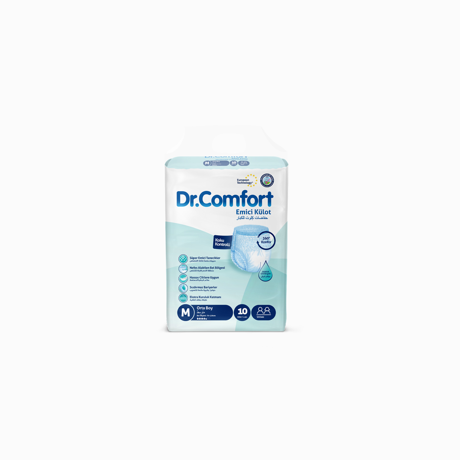 Dr.Comfort Yetişkin Emici Külot Medium 10'lu 1 paket 10 adet