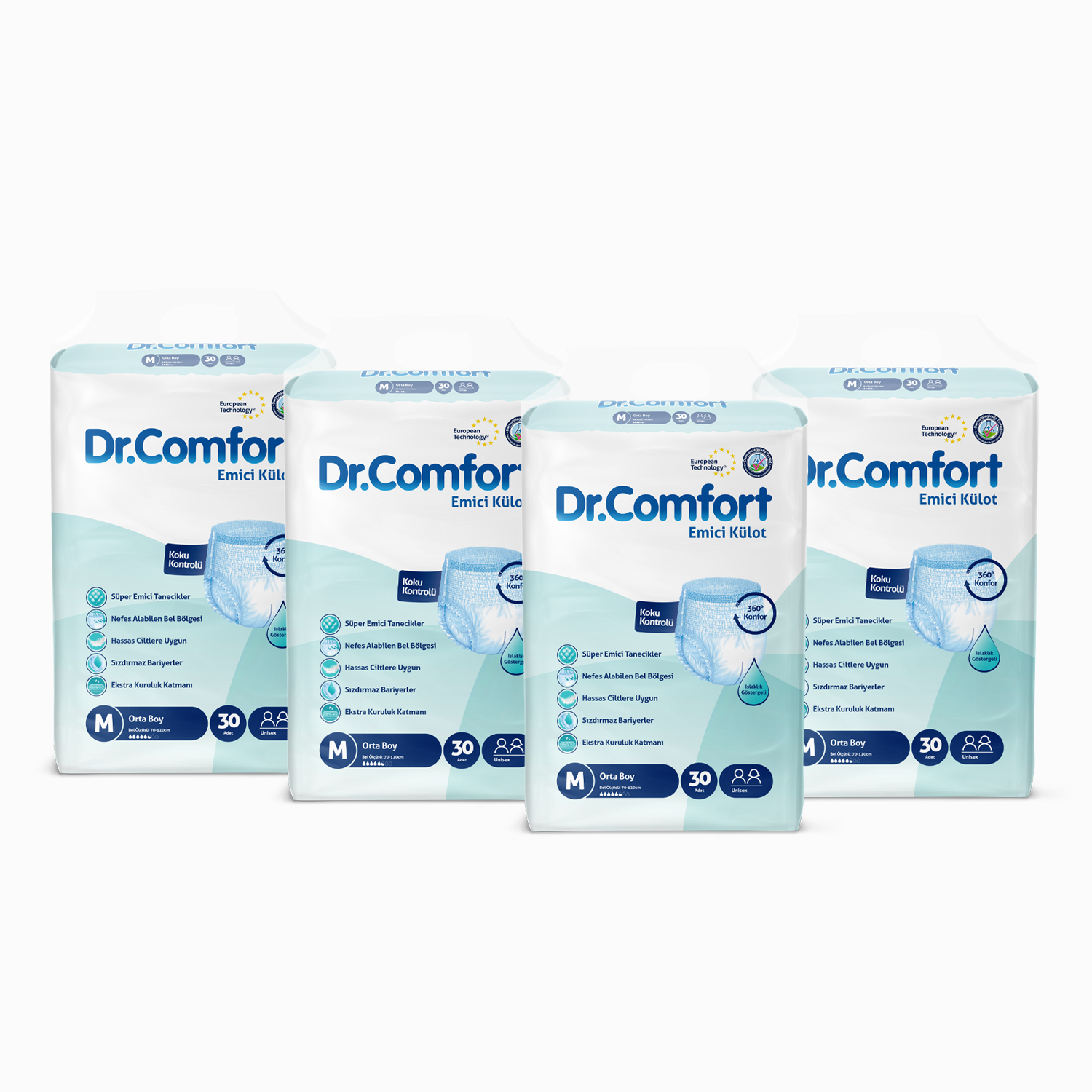 Dr.Comfort Yetişkin Emici Külot Medium 30'lu 4 paket 120 adet