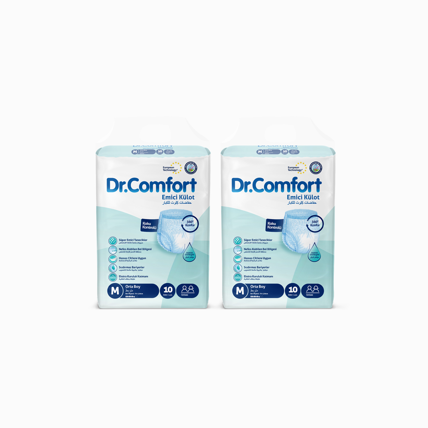 Dr.Comfort Yetişkin Emici Külot Medium 10'lu 2 paket 20 adet