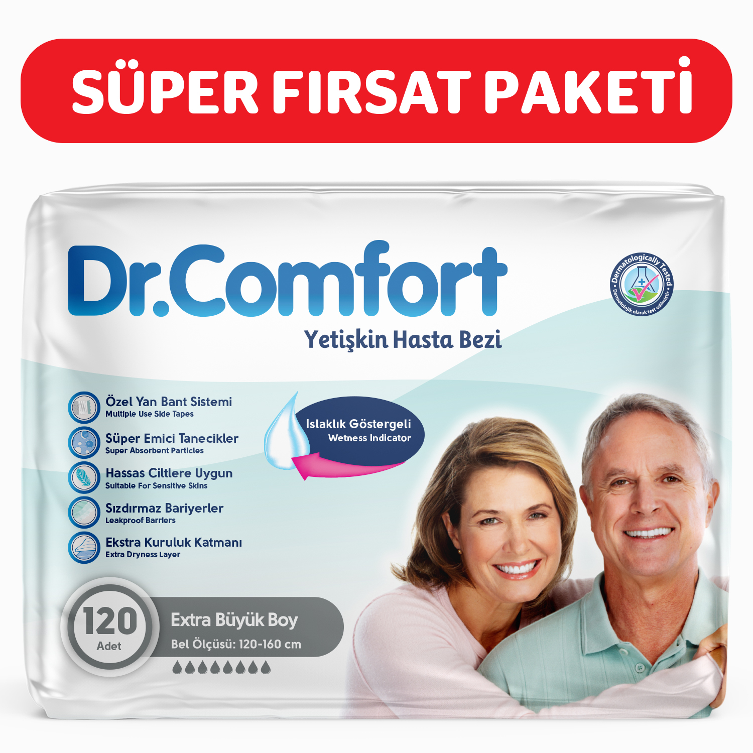 Dr.Comfort Yetişkin Bel Bağlamalı Hasta Bezi Ekstra Large 30'lu 4 paket 120 adet