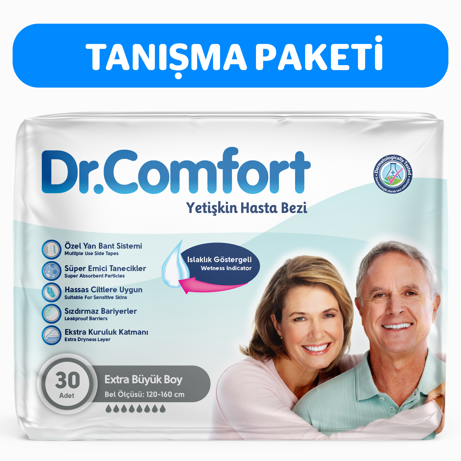 Dr.Comfort Yetişkin Bel Bağlamalı Hasta Bezi Ekstra Large 30'lu 1 paket 30 adet