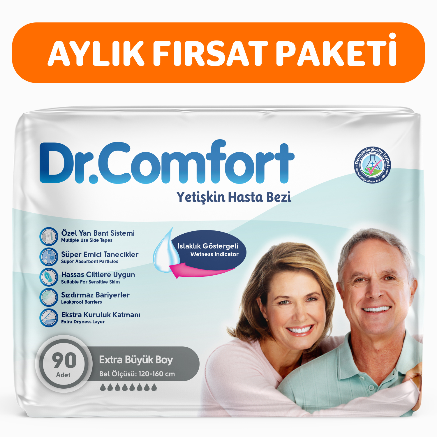 Dr.Comfort Yetişkin Bel Bağlamalı Hasta Bezi Ekstra Large 30'lu 3 paket 90 adet