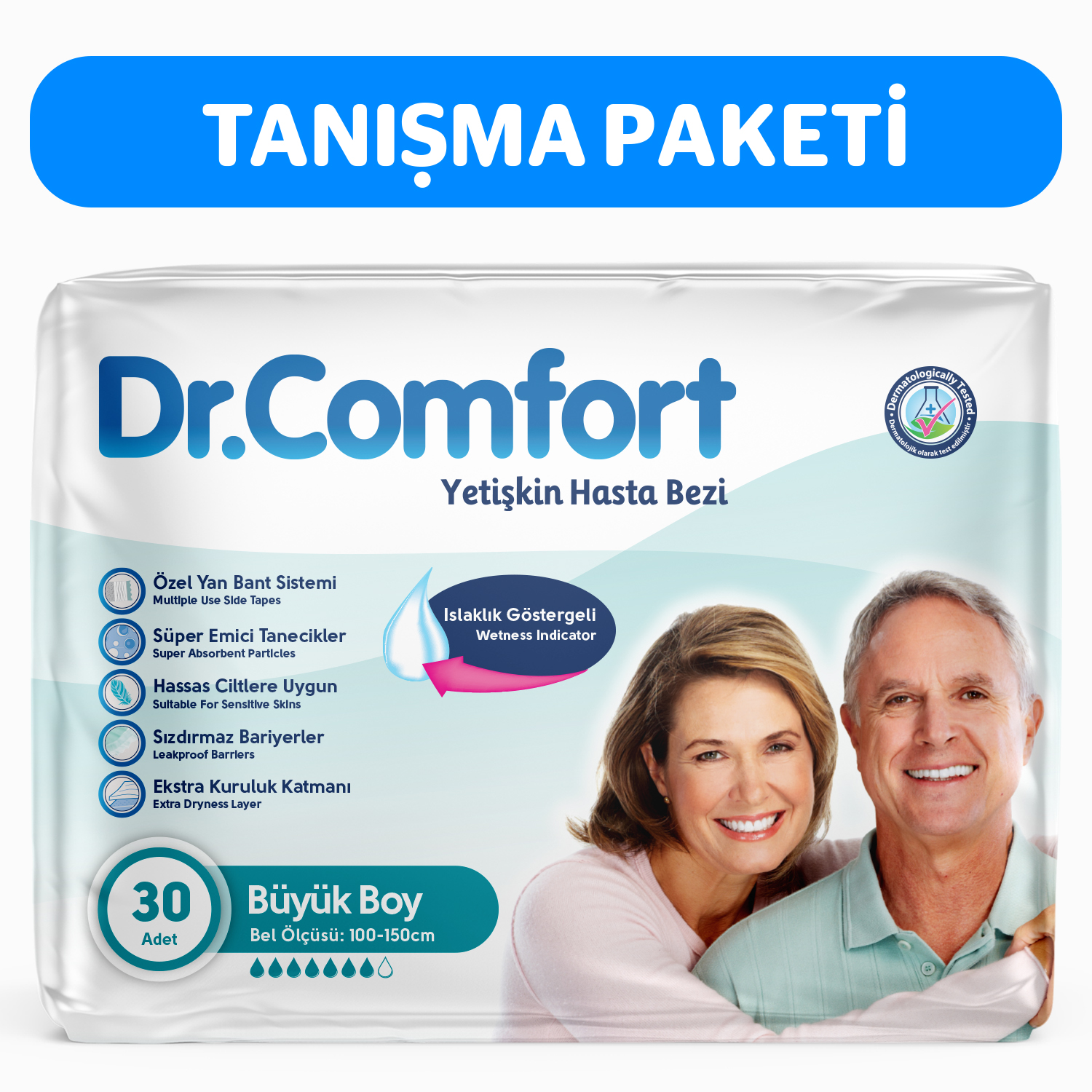 Dr.Comfort Yetişkin Bel Bağlamalı Hasta Bezi Large 30'lu 1 paket 30 adet