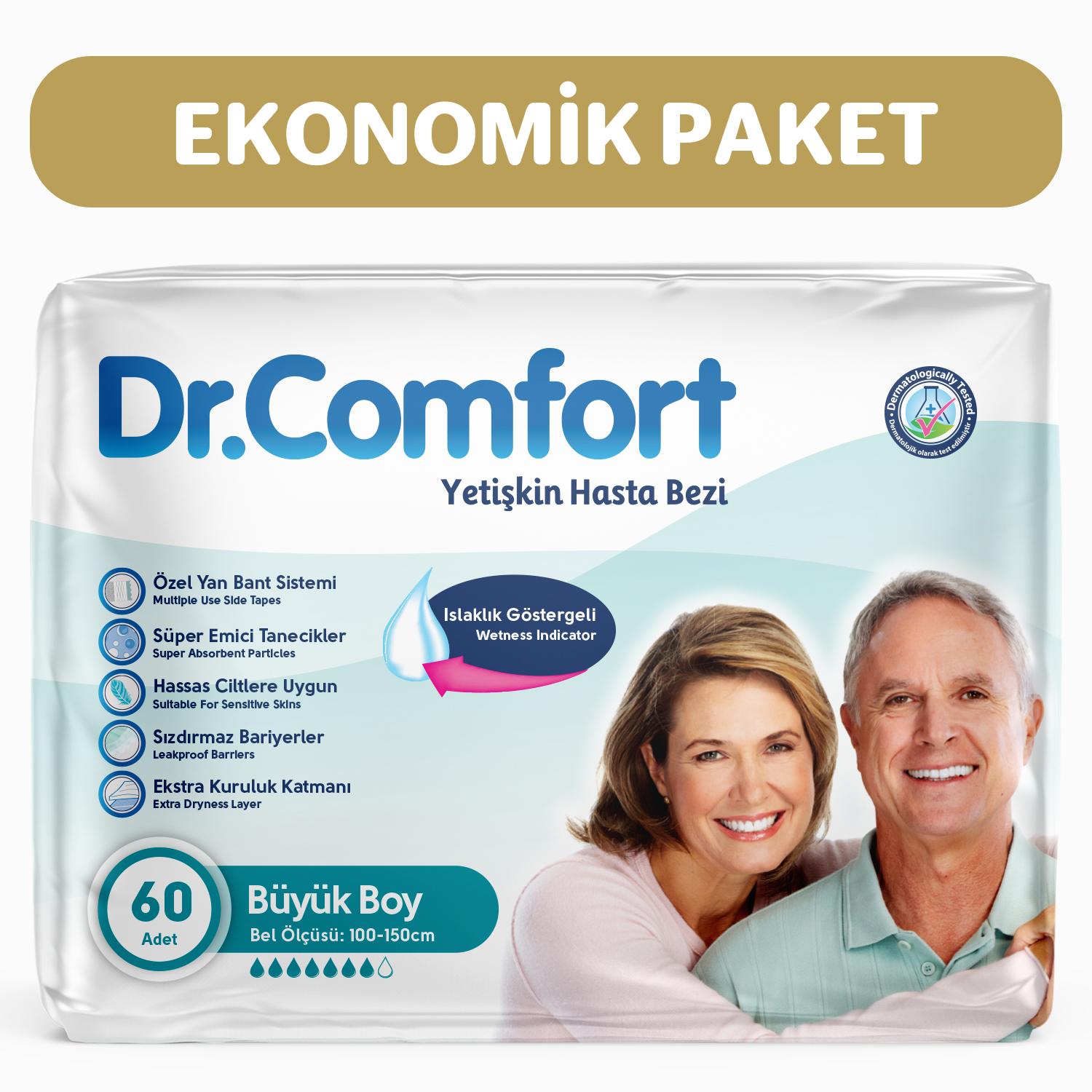 Dr.Comfort Yetişkin Bel Bağlamalı Hasta Bezi Large 30'lu 2 paket 60 adet