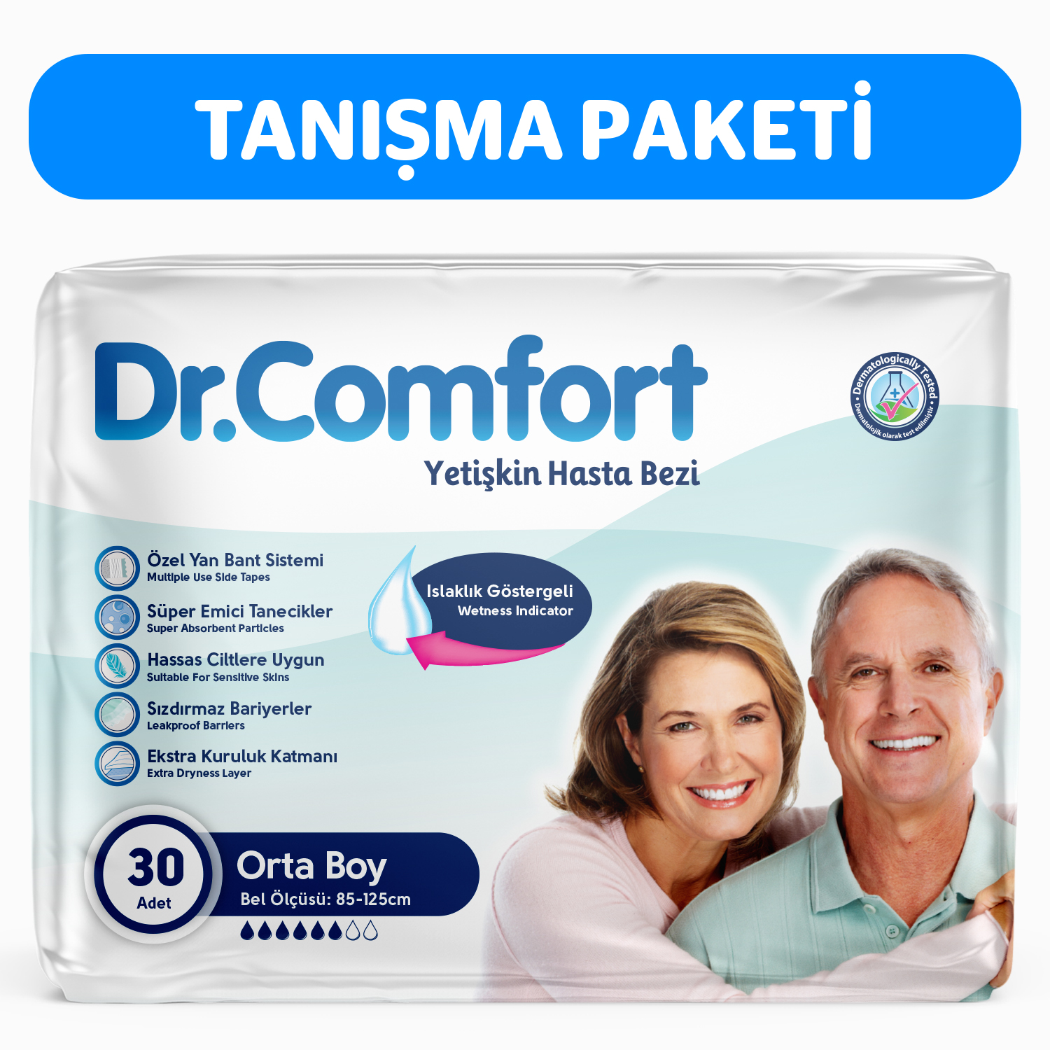 Dr.Comfort Yetişkin Bel Bağlamalı Hasta Bezi Medium 30'lu 1 paket 30 adet