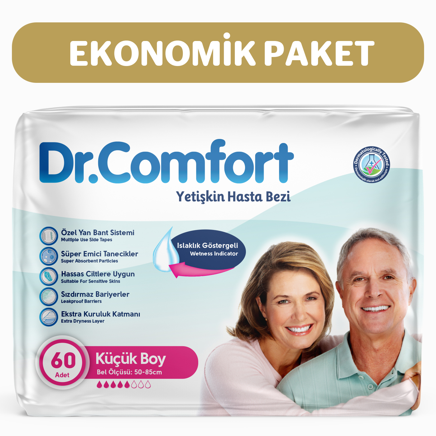 Dr.Comfort Yetişkin Bel Bağlamalı Hasta Bezi Small 30'lu 2 paket 60 adet