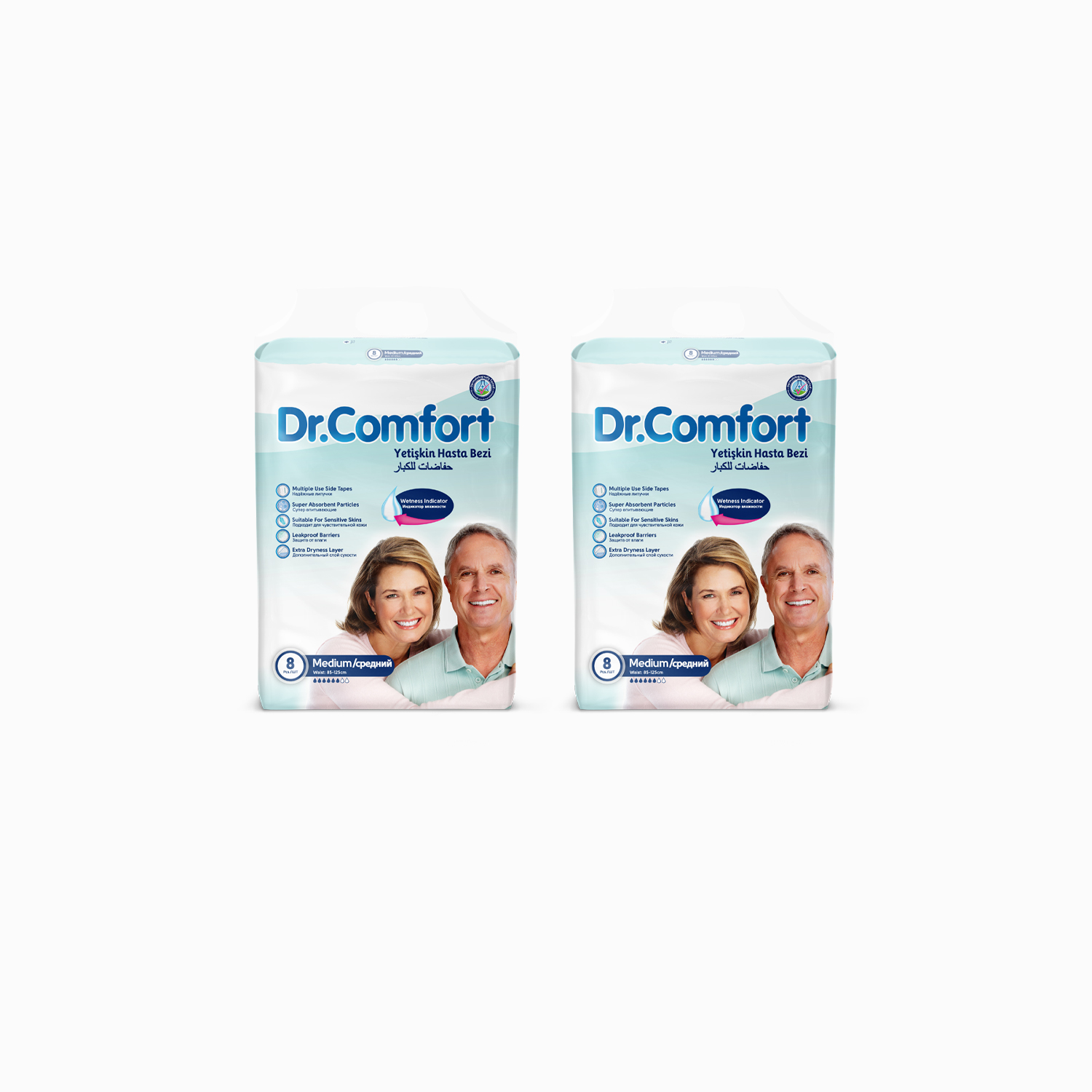 Dr.Comfort Yetişkin Bel Bağlamalı Hasta Bezi Medium 8'li 2 paket 16 adet