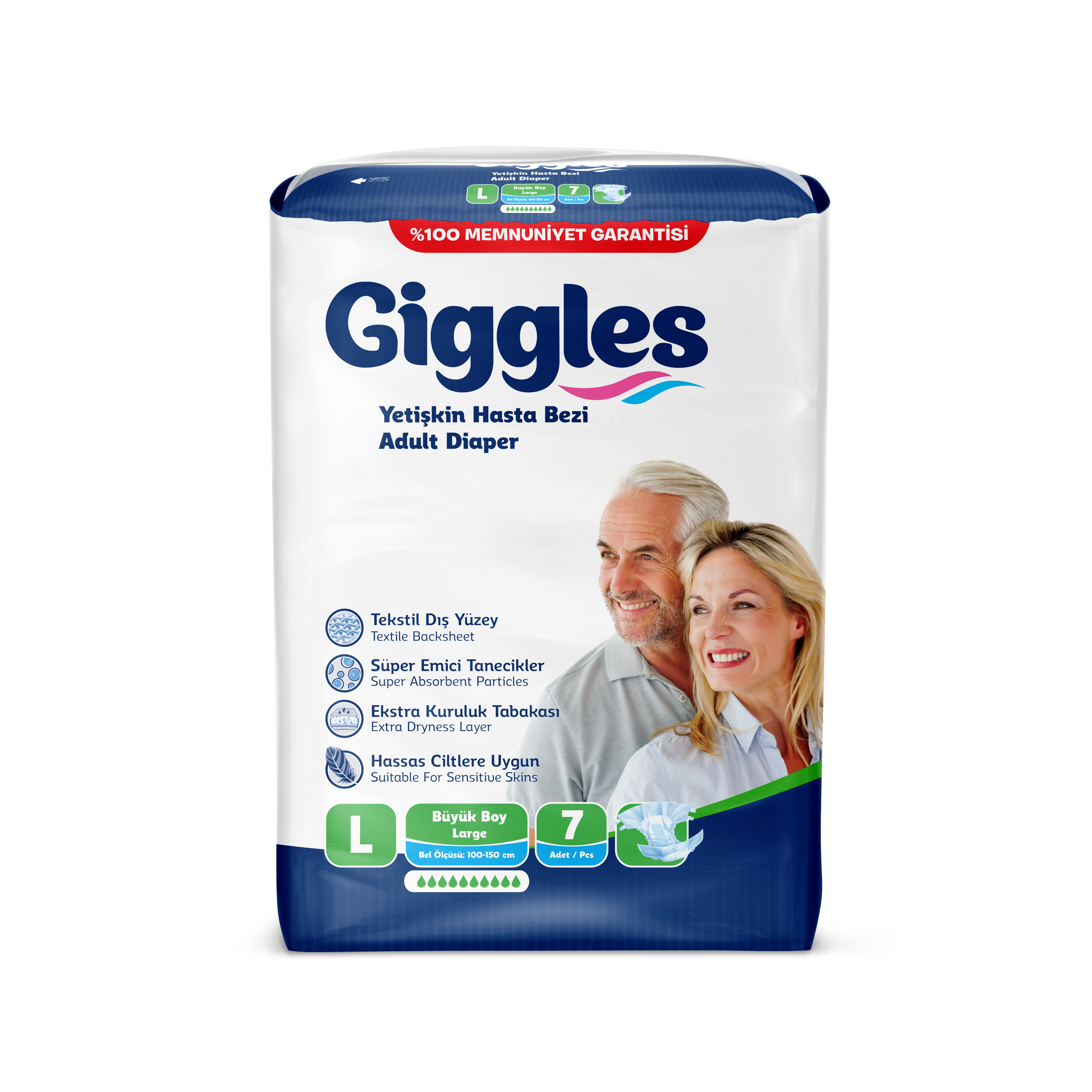 Giggles Yetişkin Bel Bağlamalı Hasta Bezi Large 7'li 1 Paket 7 Adet