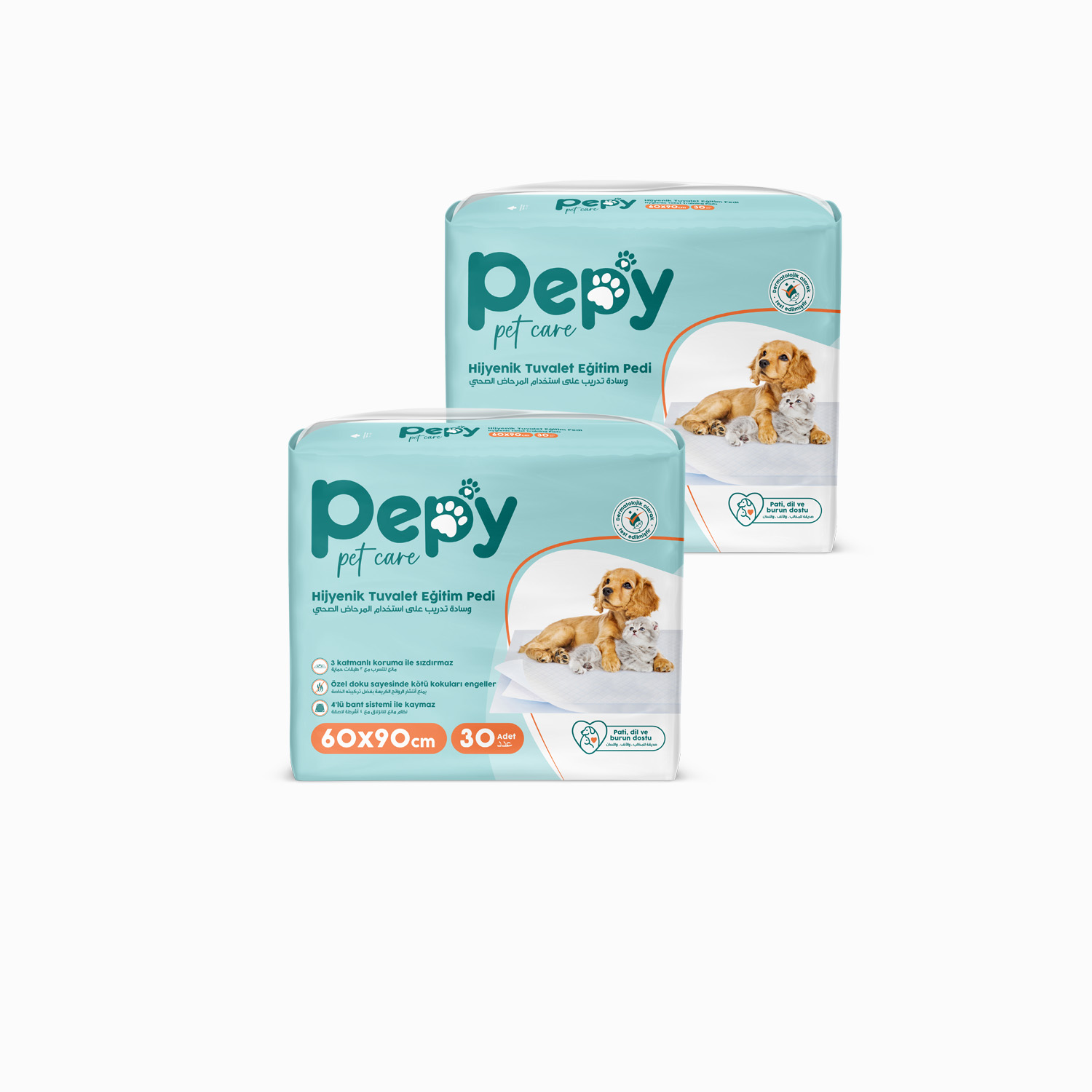 Pepy 60x90 Hijyenik Tuvalet Eğitim Pedi 30'lu 2 Paket 60 Adet