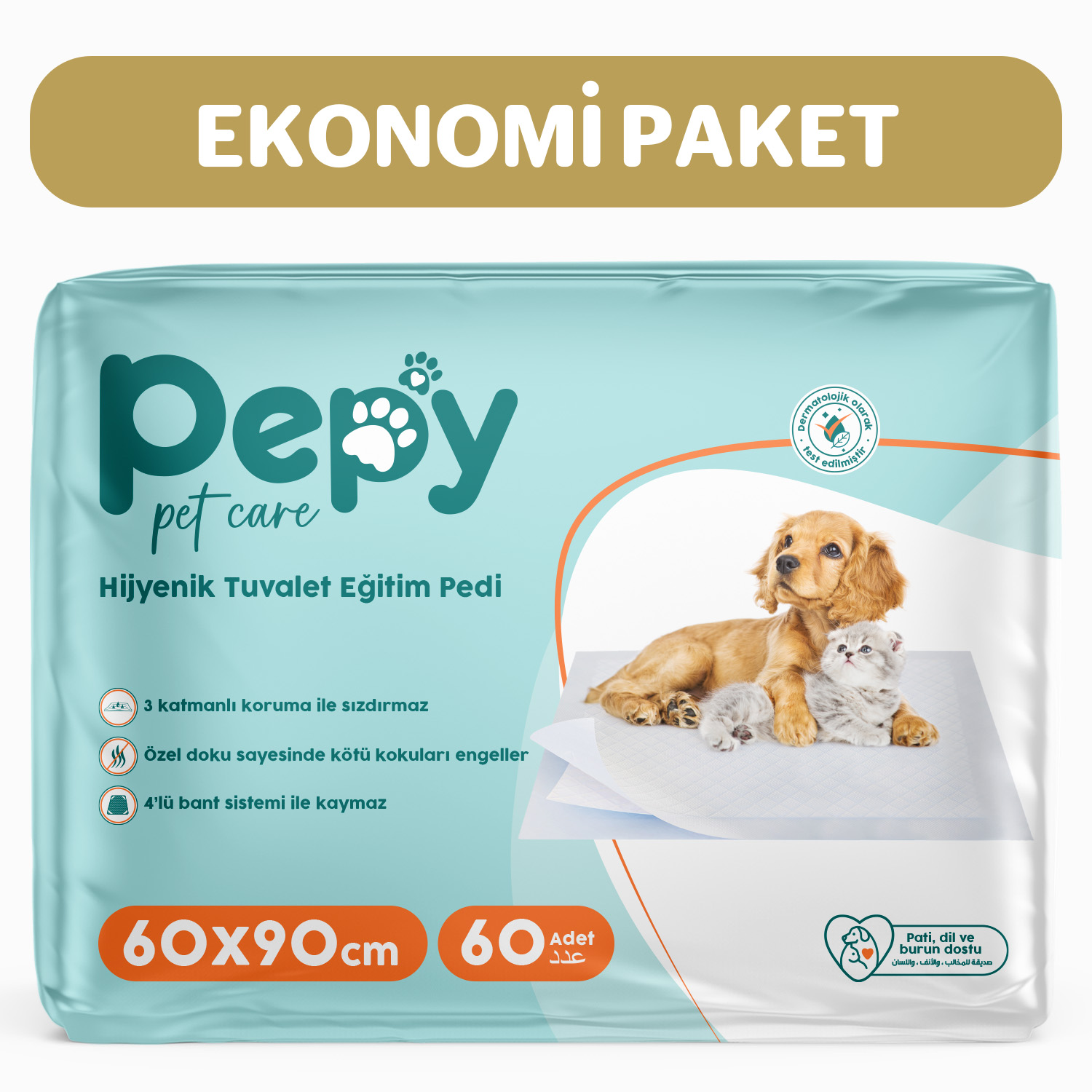 Pepy 60x90 Hijyenik Tuvalet Eğitim Pedi 30'lu 2 Paket 60 Adet