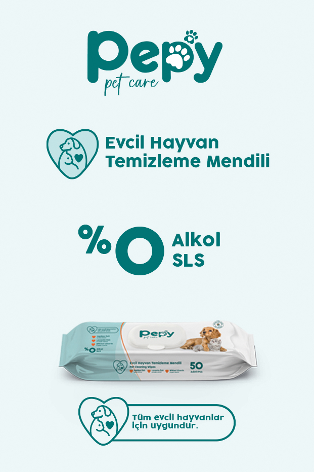 PEPY Kedi Ve Köpek Kullanımına Uygun Evcil Hayvan Temizleme Mendili 6 paket 300 Adet