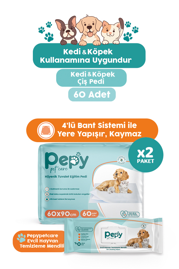 Pepy 60x90 Hijyenik Tuvalet Eğitim Pedi 30'lu 1 Paket 30 Adet