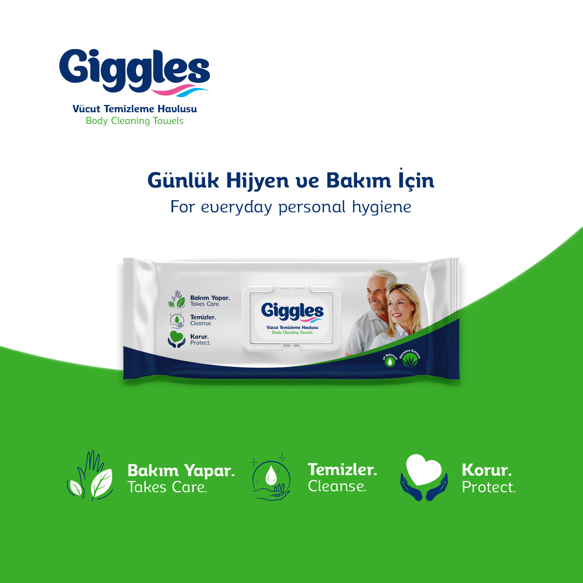 Giggles Vücut Temizleme Havlusu 50'li 24 Paket 1200 Havlu