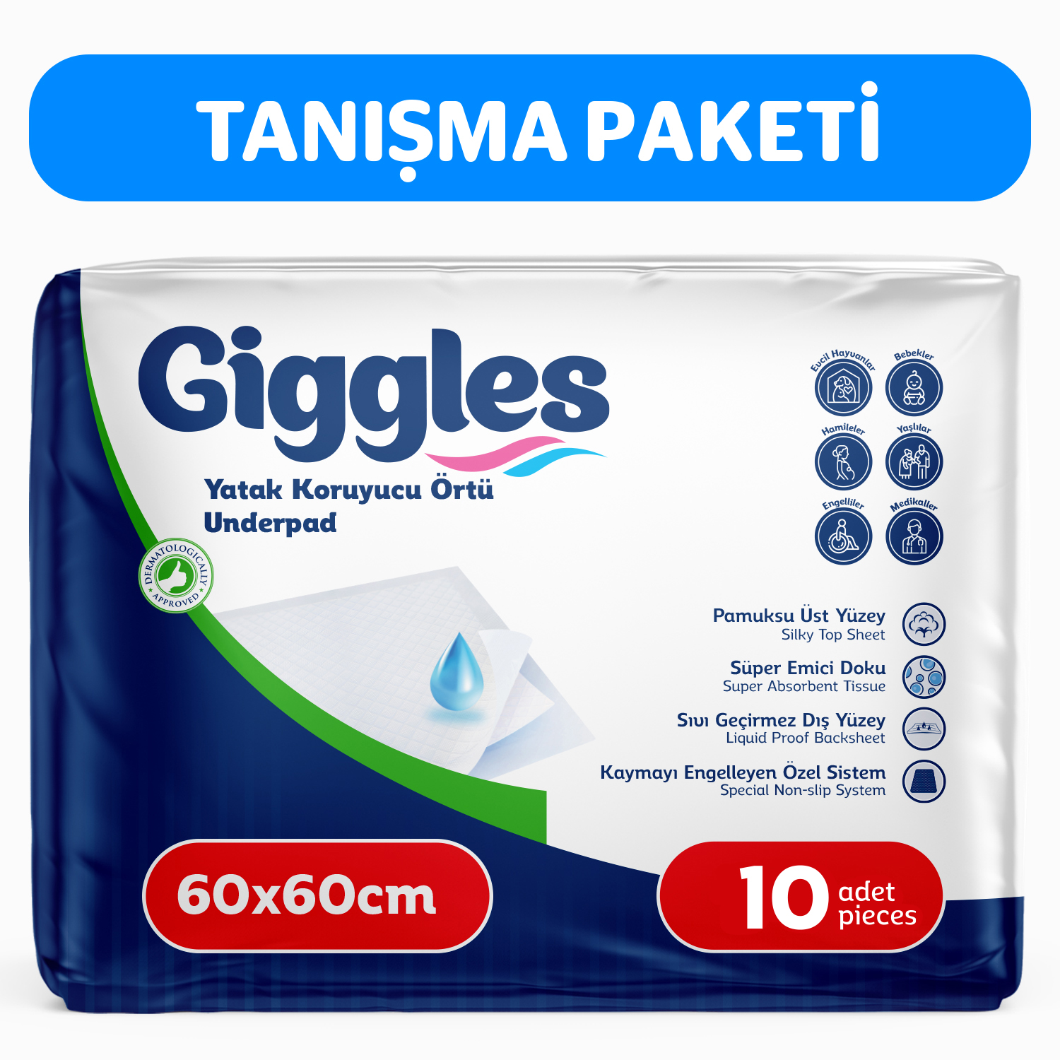 Giggles 60x60 Yatak Koruyucu Örtü 10'lu 1 Paket 10 Adet