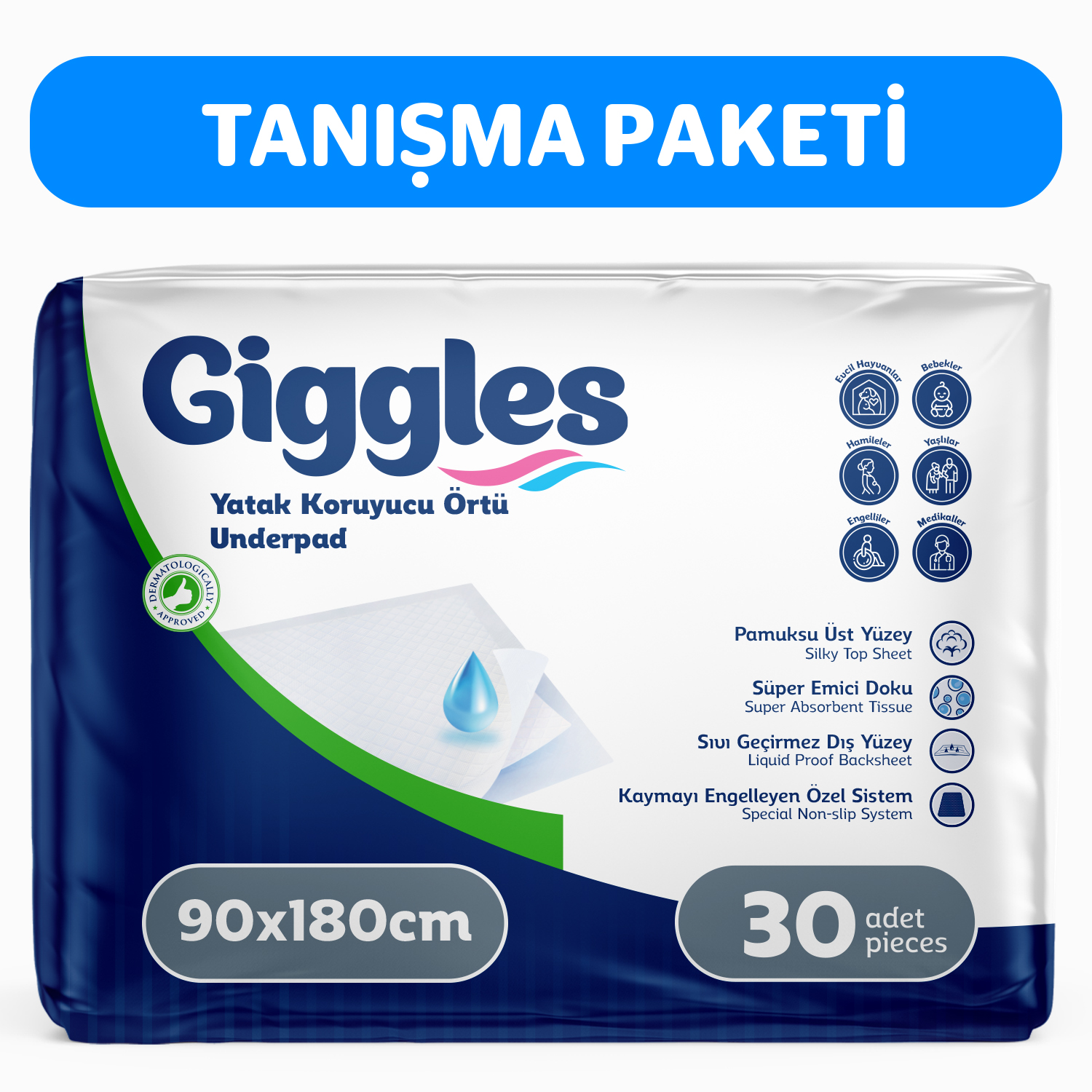 Giggles 90x180 Yatak Koruyucu Örtü 30'lu 1 Paket 30 Adet