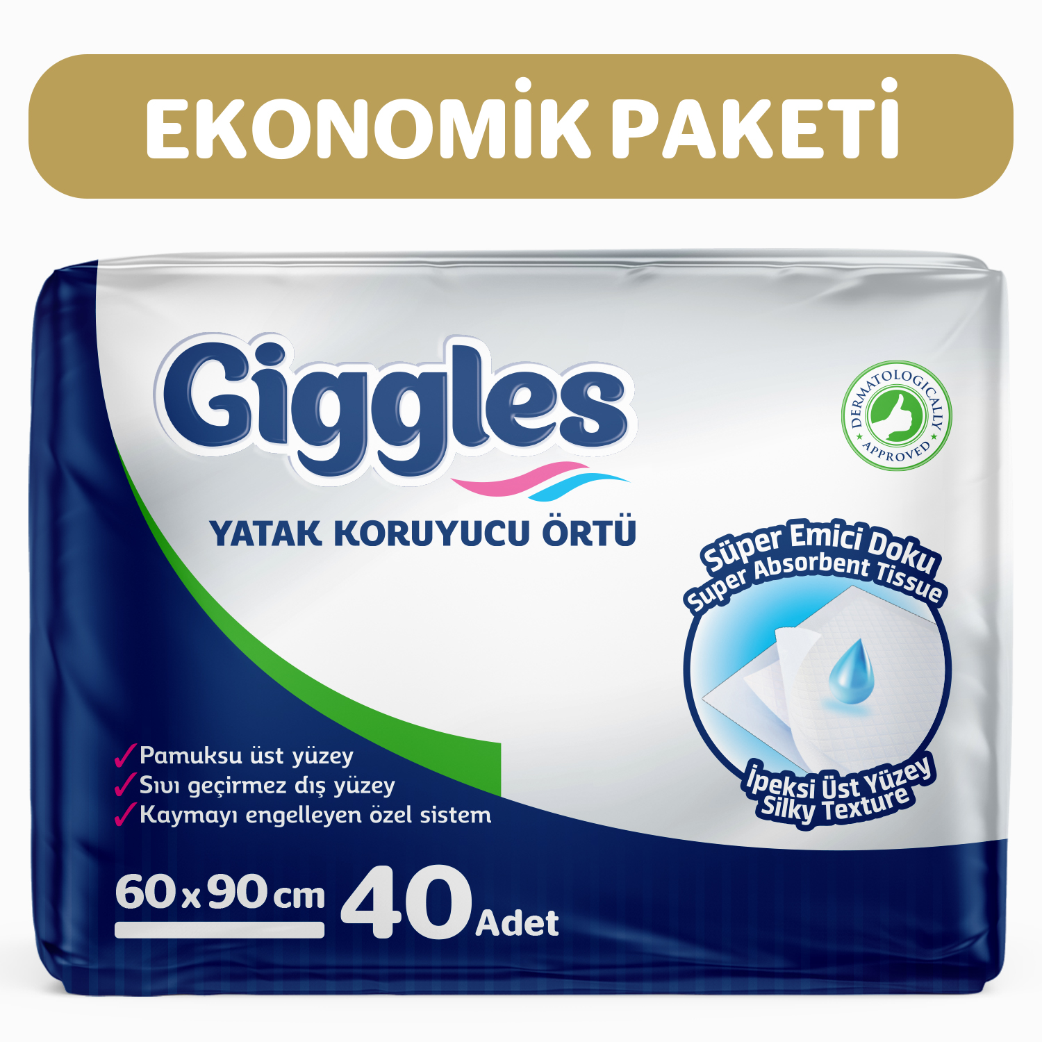 Giggles 60x90 Yatak Koruyucu Örtü 10'lu 4 Paket 40 Adet