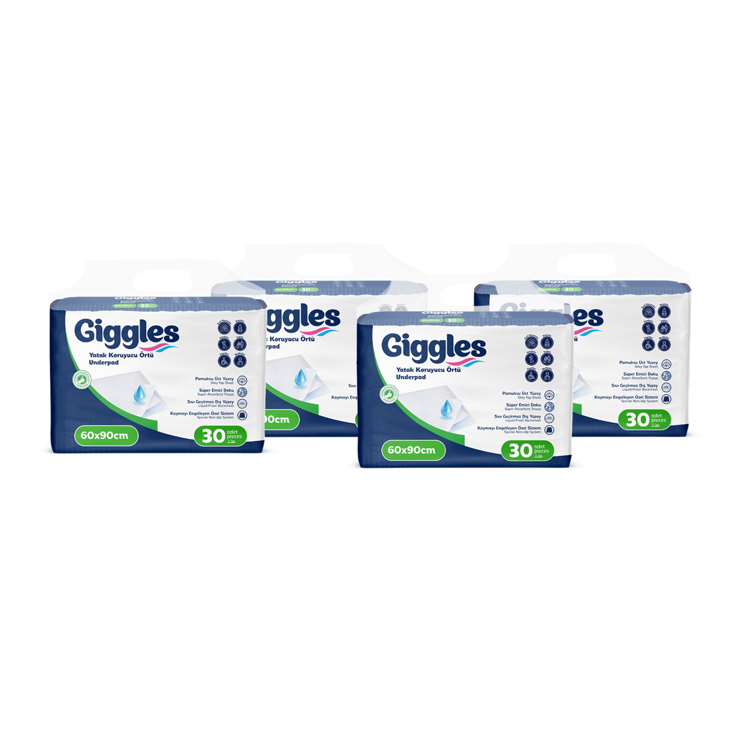 Giggles 60x90 Yatak Koruyucu Örtü 30'lu 4 Paket 120 Adet