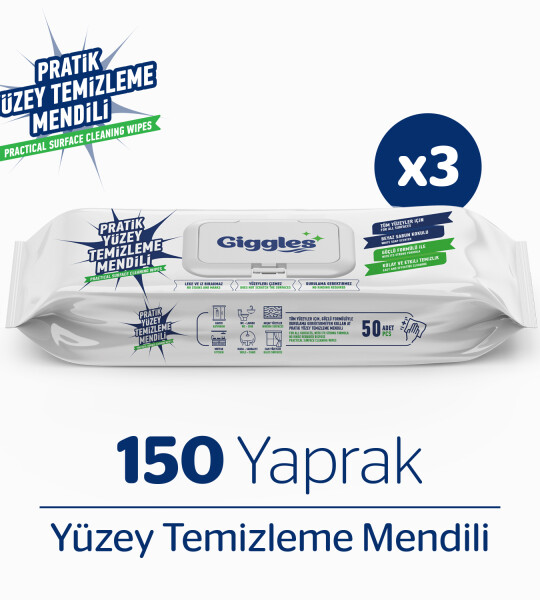 Giggles Pratik Yüzey Temizleme Havlusu 50'li 3 Paket 150 Havlu